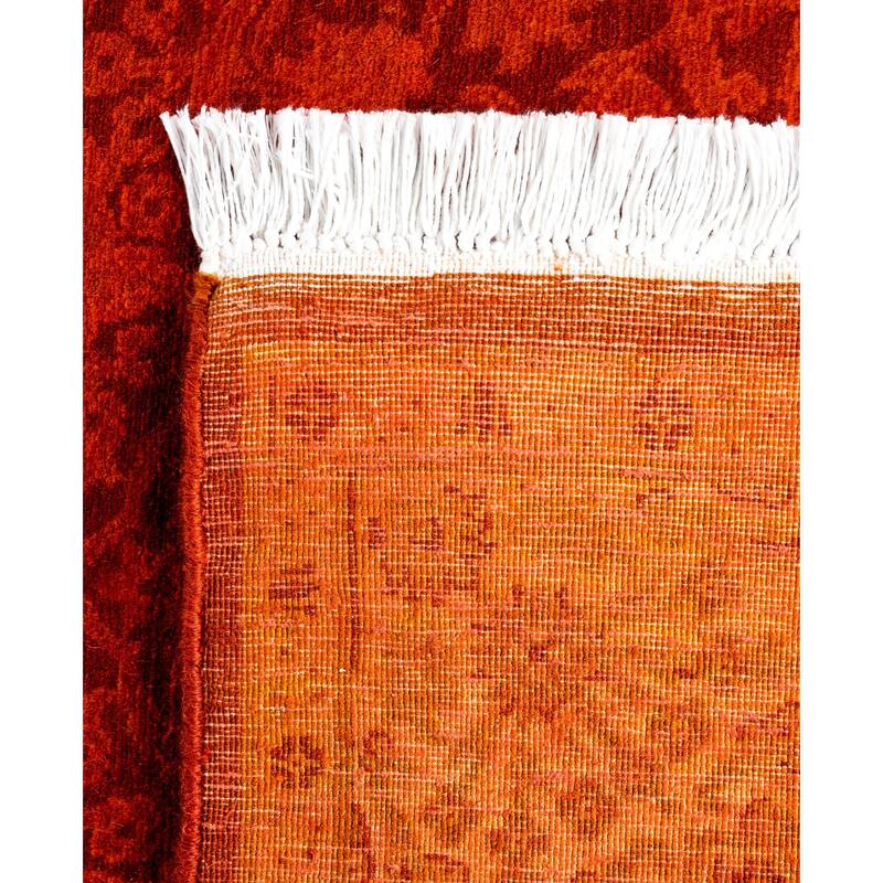 Overdyed One-of-a-Kind Hand-Knotted Area Rug - Orange - 3' 0" x 7' 6"