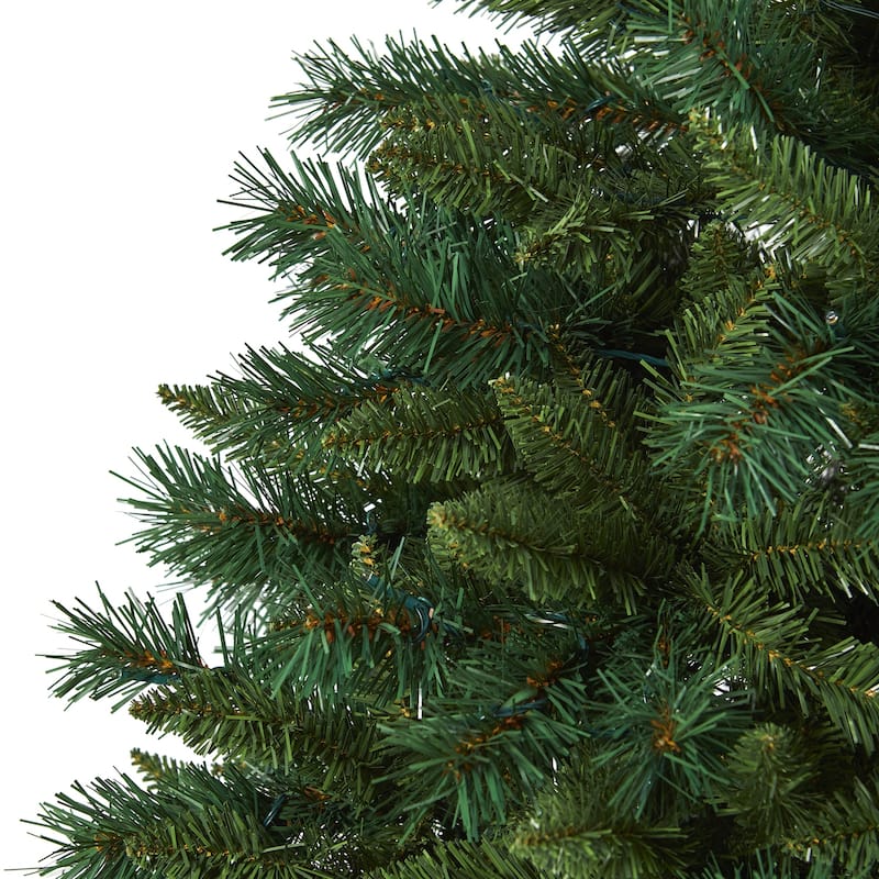 6Ft Artificial Christmas Tree with Lights - Rocky Mountain Pine Holiday Decor - Green - 72