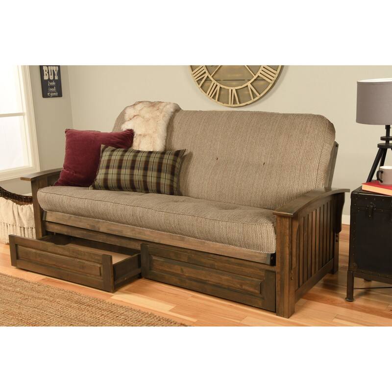Somette Washington Full-size Futon Frame Includes Storage Drawers and Mattress