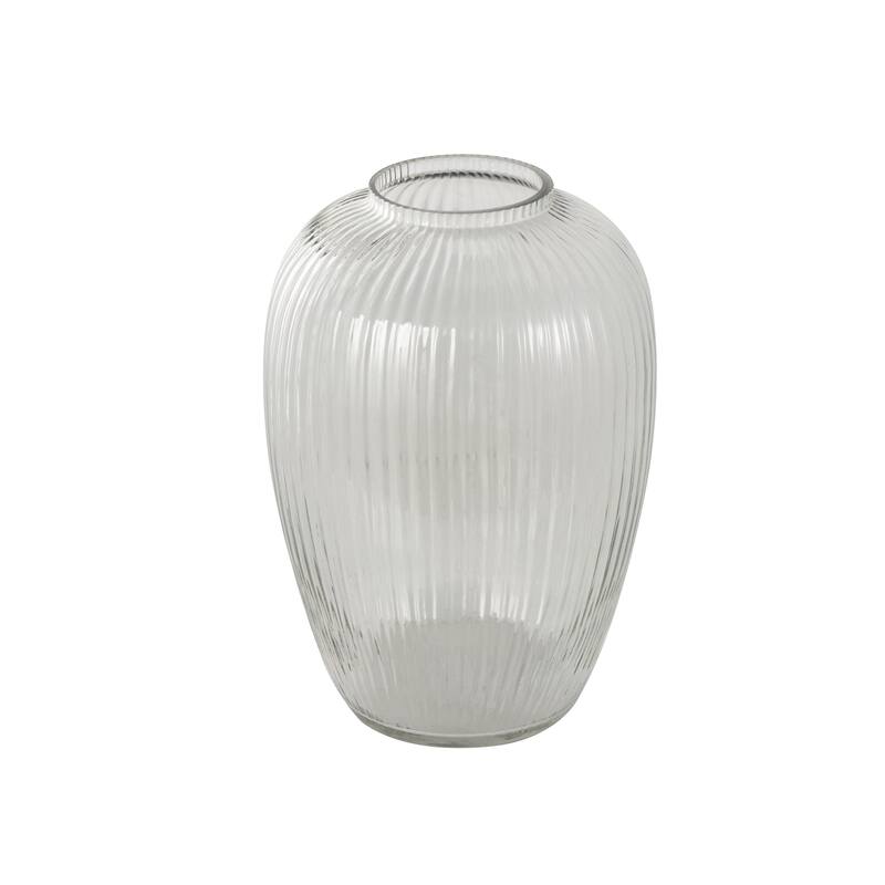 Glass Ribbed Fluted Vase - Clear - Roche River Decor