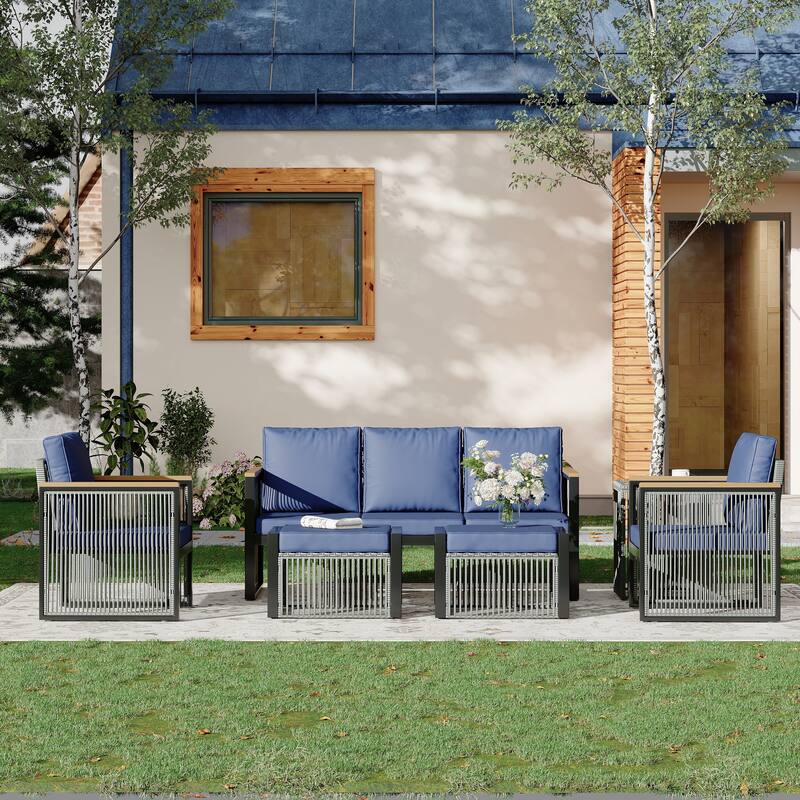 EROMMY Outdoor Patio Furniture Sets - 5/6/7 Piece All-Weather Conversation Sets withTable & Ottoman, Sectional Sofa & Chairs.