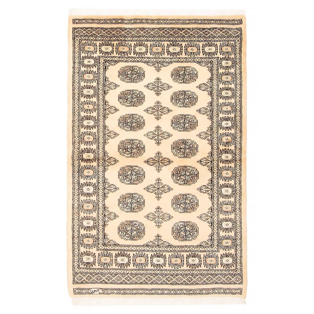 ECARPETGALLERY Hand-knotted Peshawar Bokhara Beige Wool Rug - 3'1 x 4'10