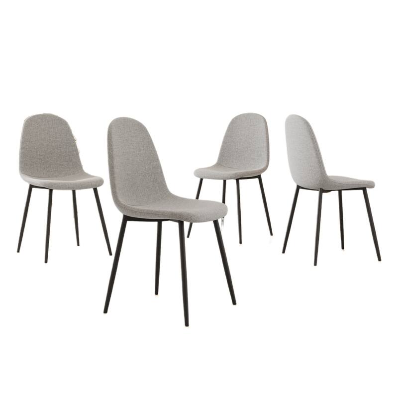 Modern Dining Chairs w/Linen Seats &Black Metal Legs,Home/Office,4 pcs