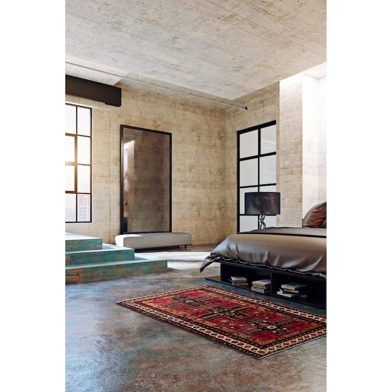 ECARPETGALLERY Hand-knotted Baluch Dark Red Wool Rug - 3'4 x 6'5