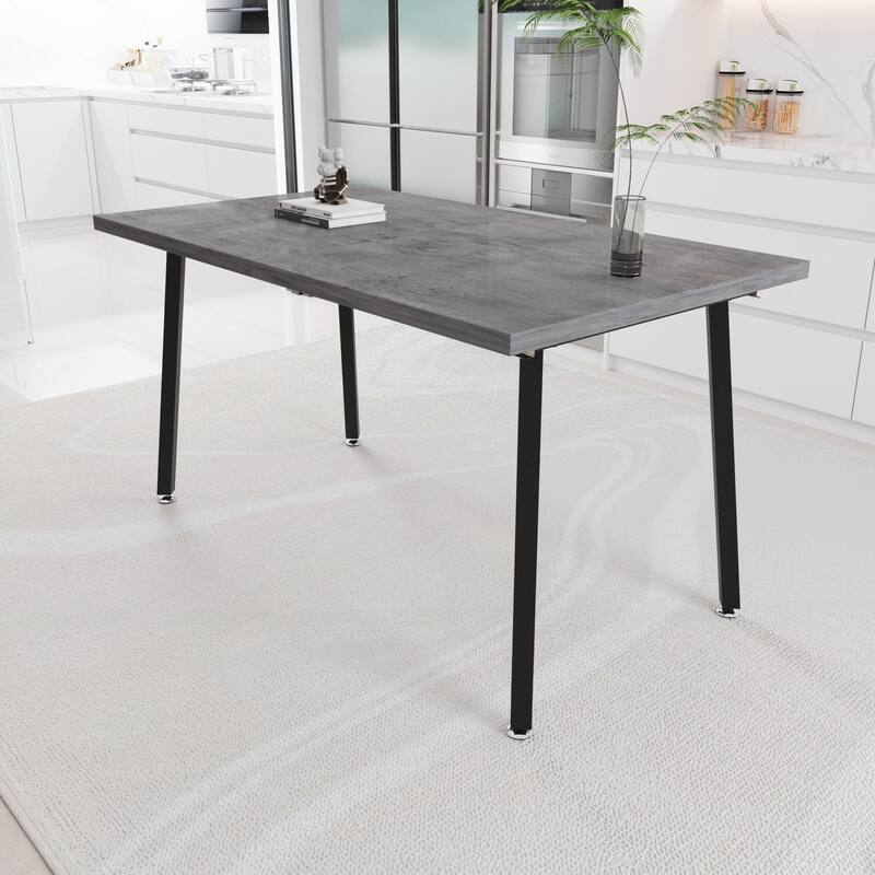 55.12-70.87"expandable modern kitchen dining table, rectangular MDF dining table for 4-6 people, medieval industrial style, with