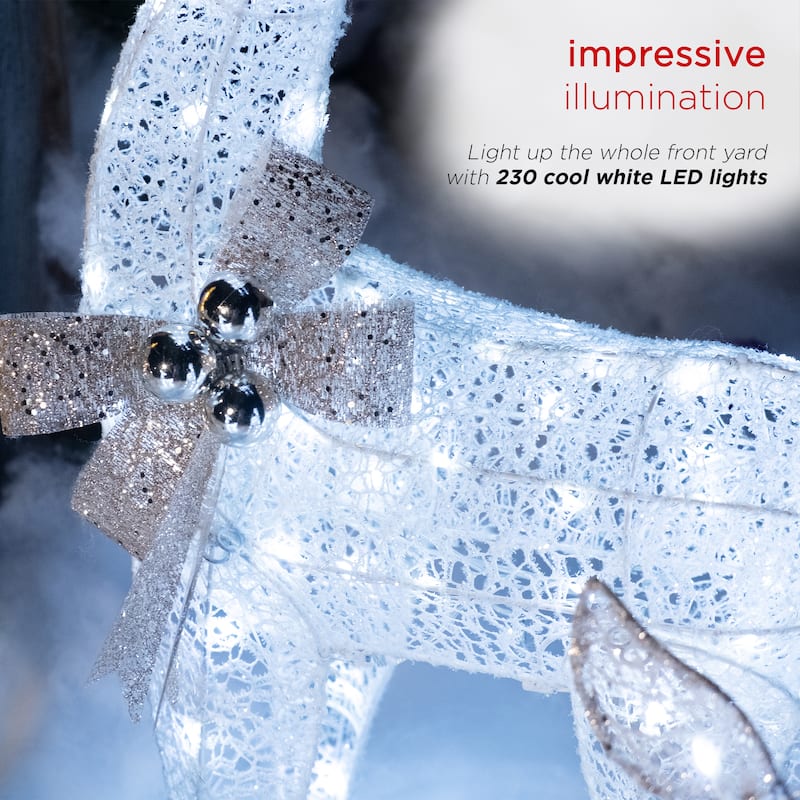 Alpine Corporation White Mesh Holiday Decor Reindeer Family with LED Lights