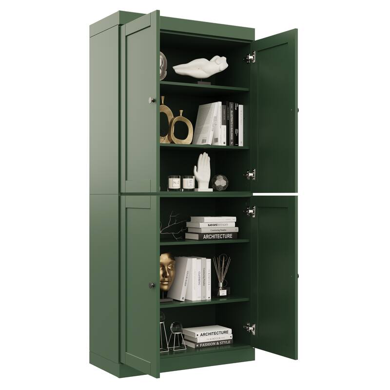 Palace Imports 100% Solid Wood 6-Shelf Bookcase with Shaker Doors and Adjustable Shelves