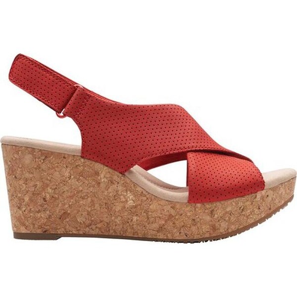 clarks red wedge sandals