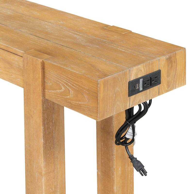 Modern 47.2" Wooden Console Table with Hidden Drawer and Side Power Outlet for Entryway or Living Room