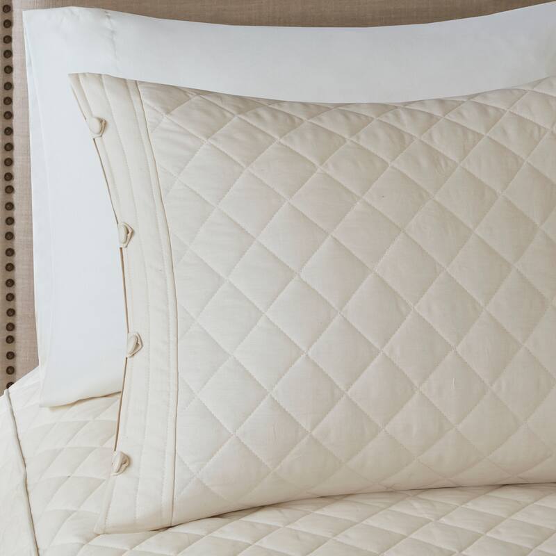 Madison Park Levine Cotton 4-Piece Bedspread Quilt Set with Shams and Throw Pillows