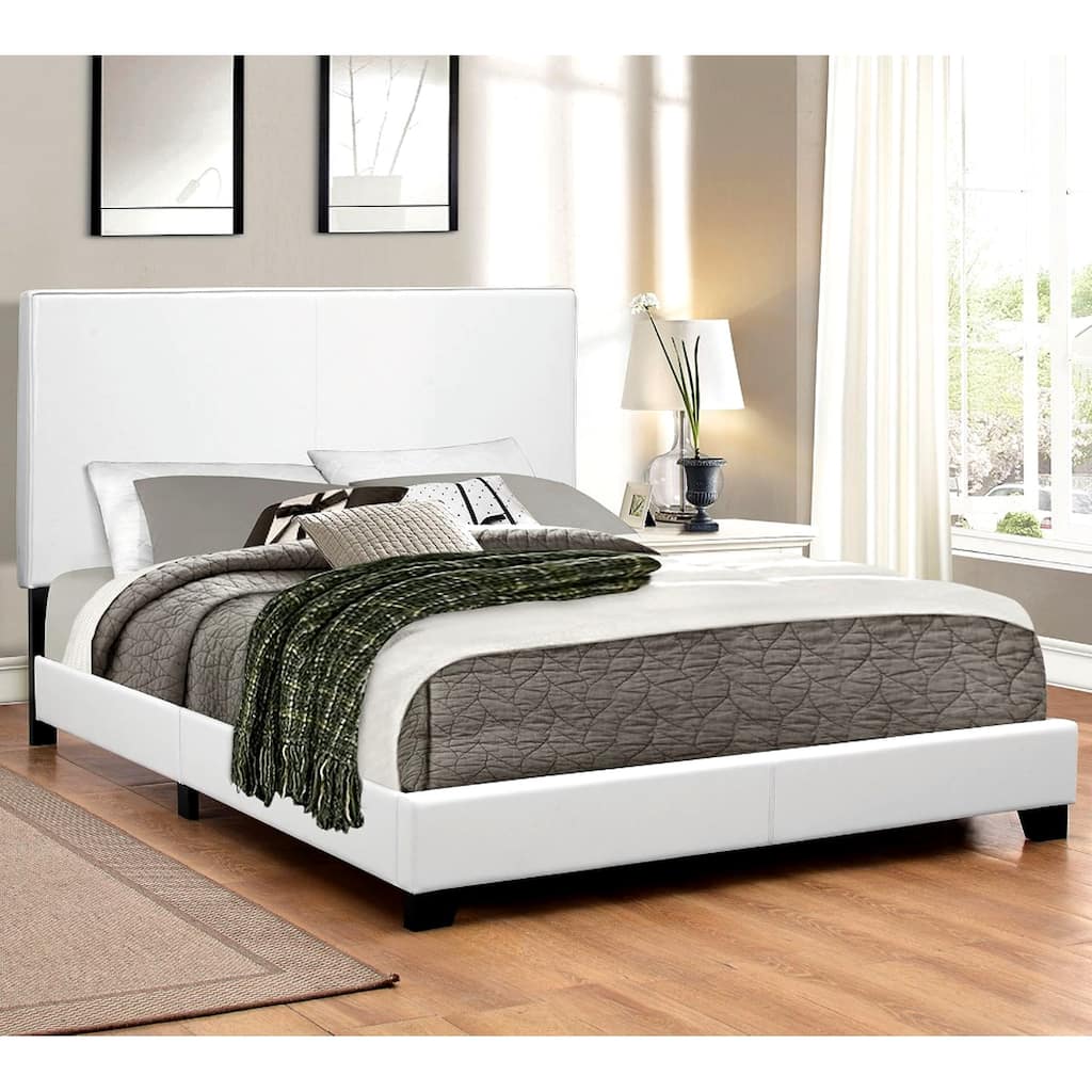 Chic Modern Design White Leatherette Upholstered Bed