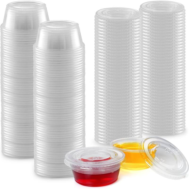 Zulay Kitchen Plastic Portion Cup Condiment Container with Lids by Simple Craft