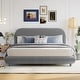 preview thumbnail 1 of 11, Curved Design Teddy Fleece Upholstered Platform Bed Frame, Queen, Grey Grey - Queen