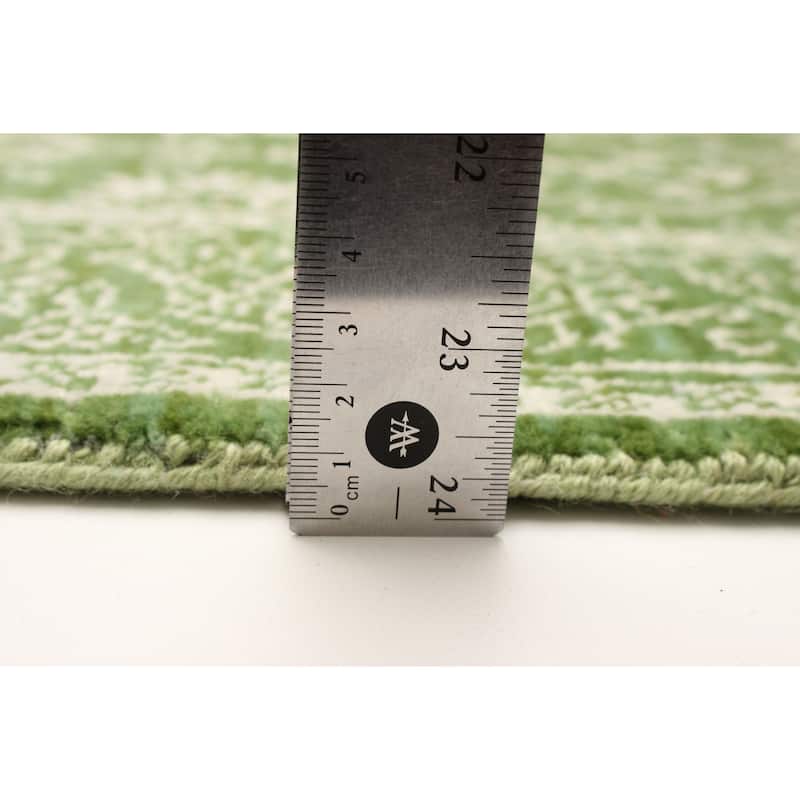 ECARPETGALLERY Hand-knotted Heritage Green Silk, Wool Rug - 2' 6" x 17' 11"
