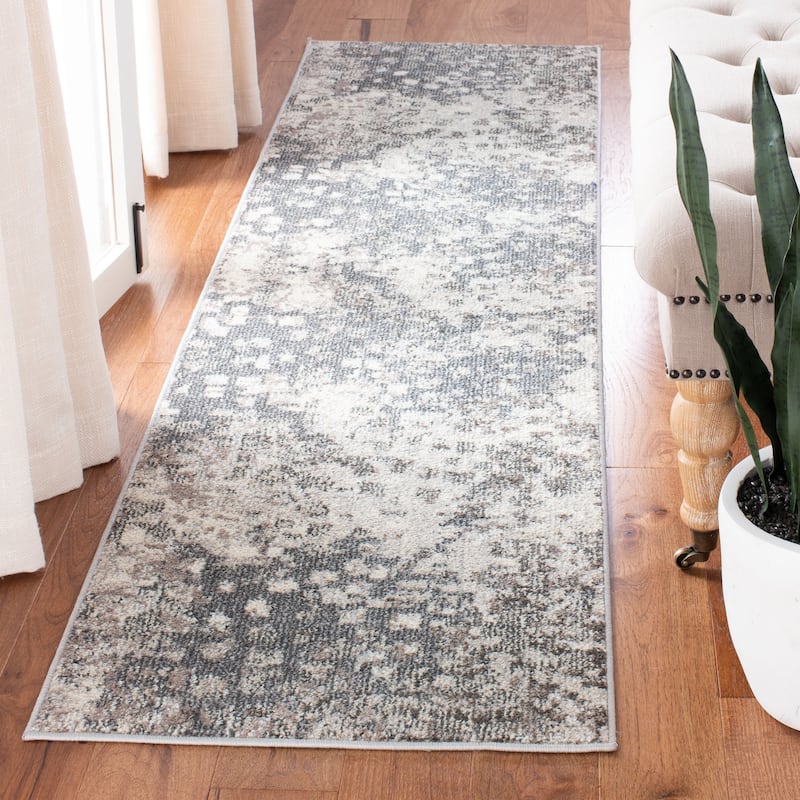 SAFAVIEH Madison Cherie Modern Abstract Watercolor Rug - 2'2" x 10' Runner - Grey/Beige