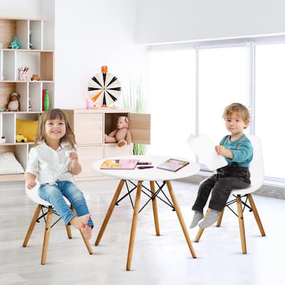 Kids Modern Dining Table Set with 2 Armless Chairs