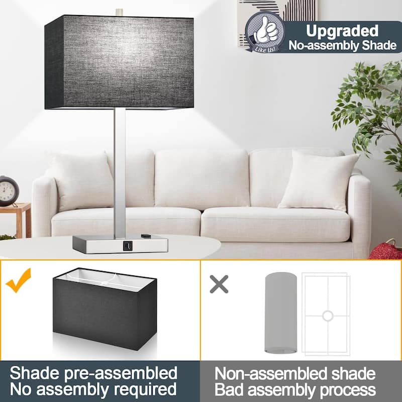 Upgraded, Set of 2 Bedside Touch Control Table Lamp - 4.4"D x 7.8"W x 21"H