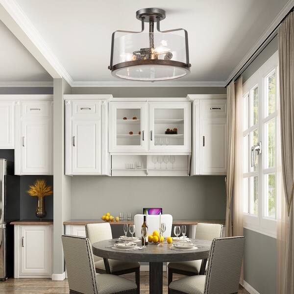 Modern Farmhouse 3 Light Semi Flush Mounts Ceiling Lights D14 X H10 5 Overstock 32944341