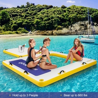 8 ft x 8 ft Inflatable Dock Platform with Mesh Swim Lounge - 96" x 95" x 6.5" (L x W x H)