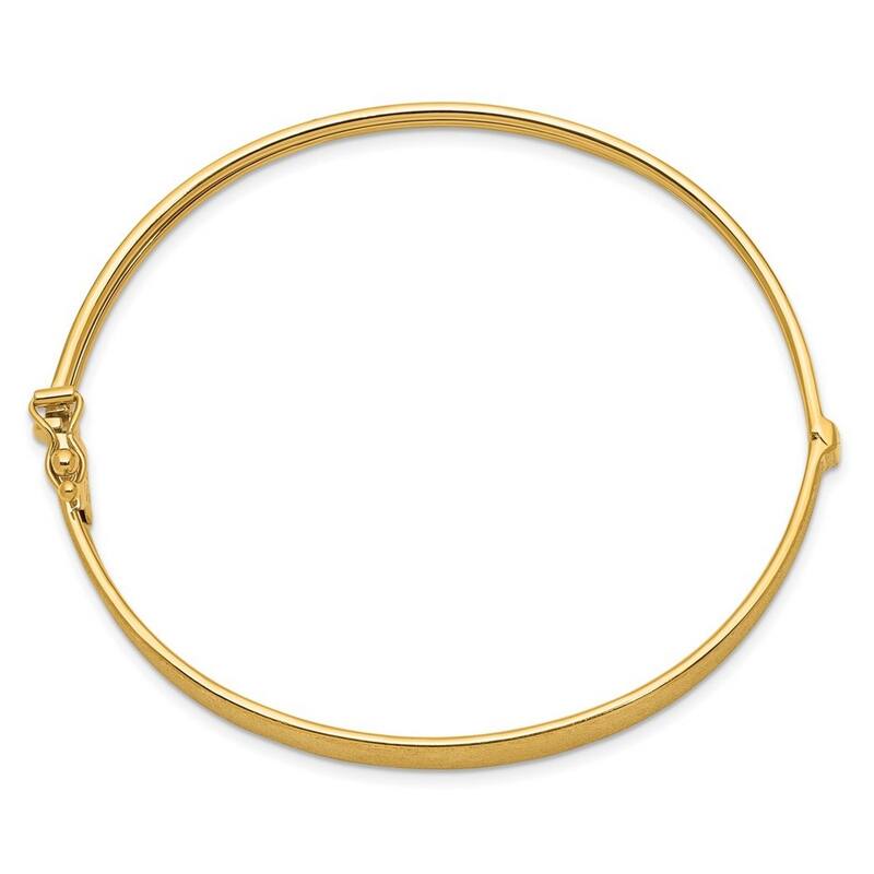 Curata 14k Yellow Gold Hollow Textured Hinged Cuff Stackable Bangle Bracelet