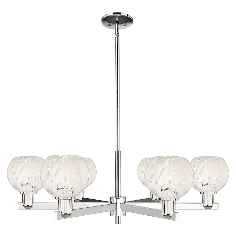 Innovations Lighting Endless Possibilities Arcadia - White Mouchette - 6 Light 36" Stem Hung Chandelier - Polished Nickel