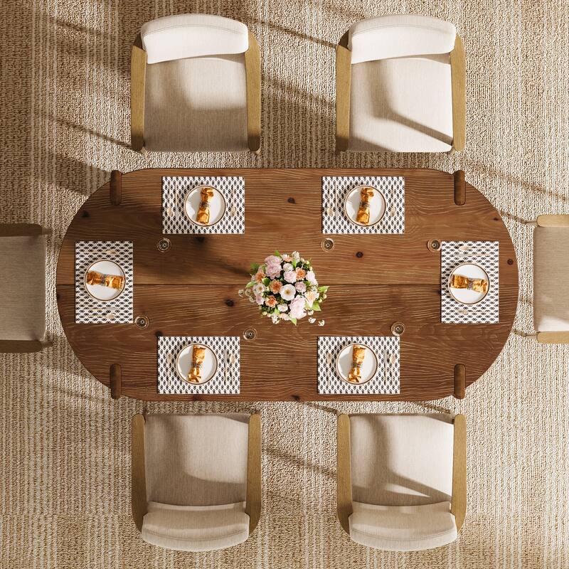 63" Solid Wood Oval Dining Table for 4-6