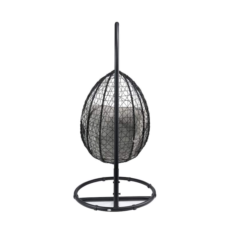 Indoor Outdoor Wicker Hanging Basket Egg Swing Chair with Steel Stand