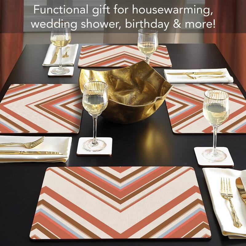 Boho Mohave Decorative Hardboard Placemats with Protective Cork Backing 4 Pack Heat Tolerant and Easily Wipes Clean