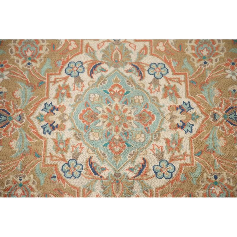 Hand Knotted Oriental 100% Wool Carpet Traditional Floral Oranges & Rust Mashad Area Rug - 13' 3'' X 9' 4''