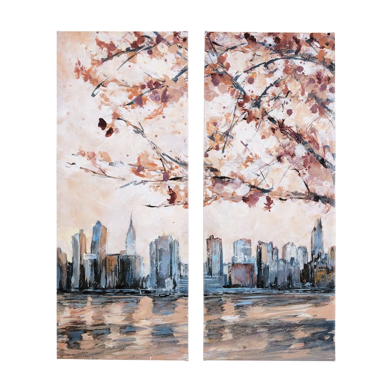 City Sunset (Set of 2)(28 x 70) Canvas Art Print - Large