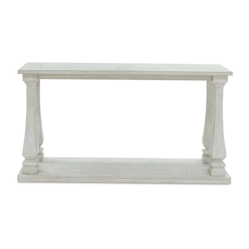 Dyne Sofa Console Table, Plank Top, Baluster Base, 60 Inch White