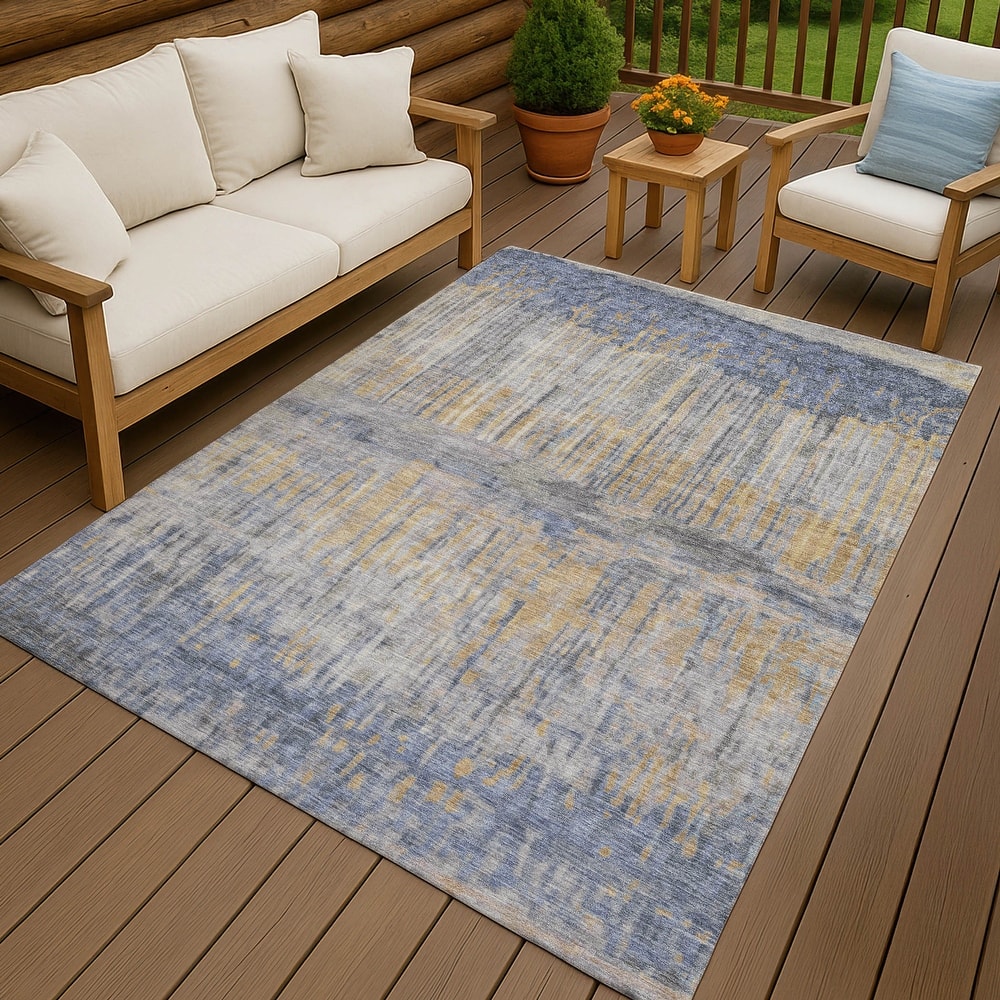 Machine Washable Indoor/ Outdoor Modern Ombre Chantille Rug