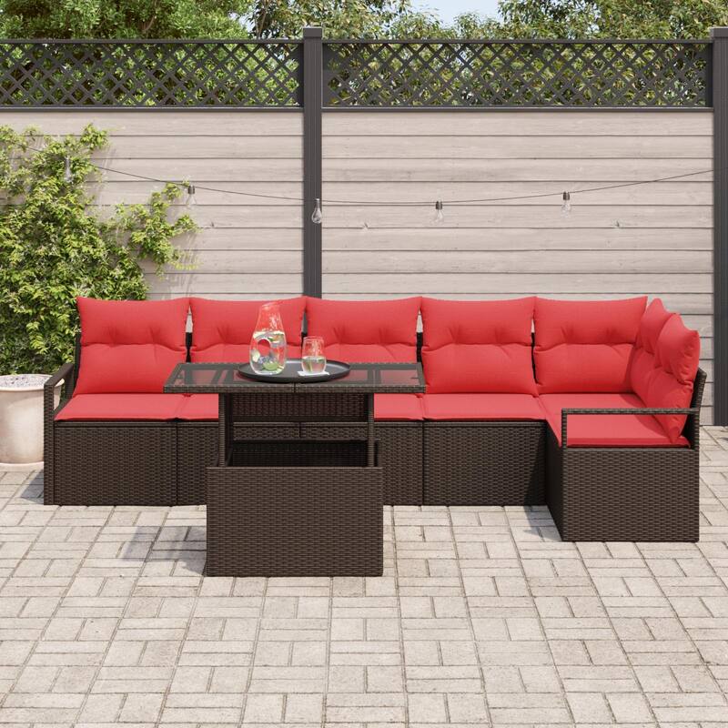 vidaXL 7 Piece Garden Sofa Set with Cushions - 113×48×27.2