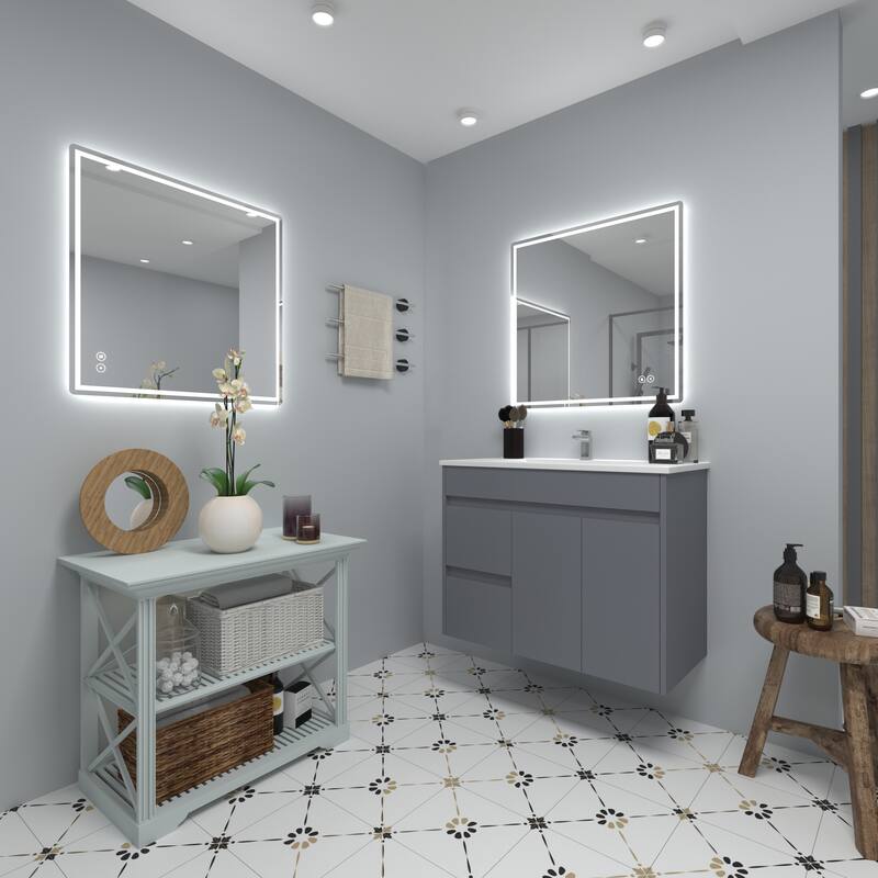 CB HOME Bathroom Mirror with Lighted, LED Wall Mounted Anti-Fog Bathroom Vanity Mirror, Backlit&Front Lighted,Frameless,Dimmable