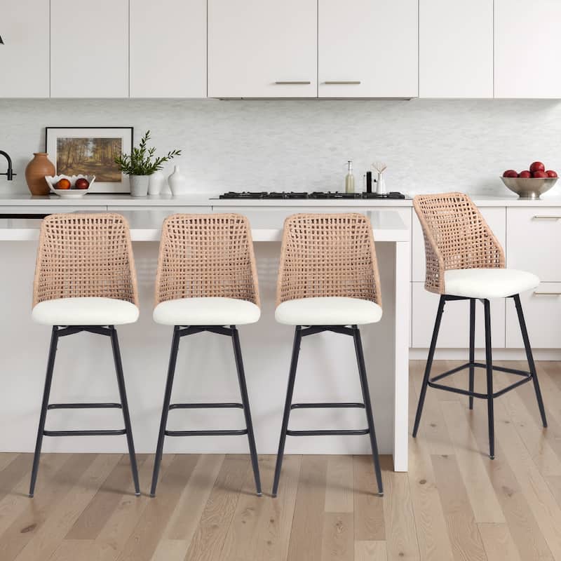 28.7"H Swivel Bar Stools/ Counter Stools with Metal Legs Set of 4 - Set of 4 - Beige