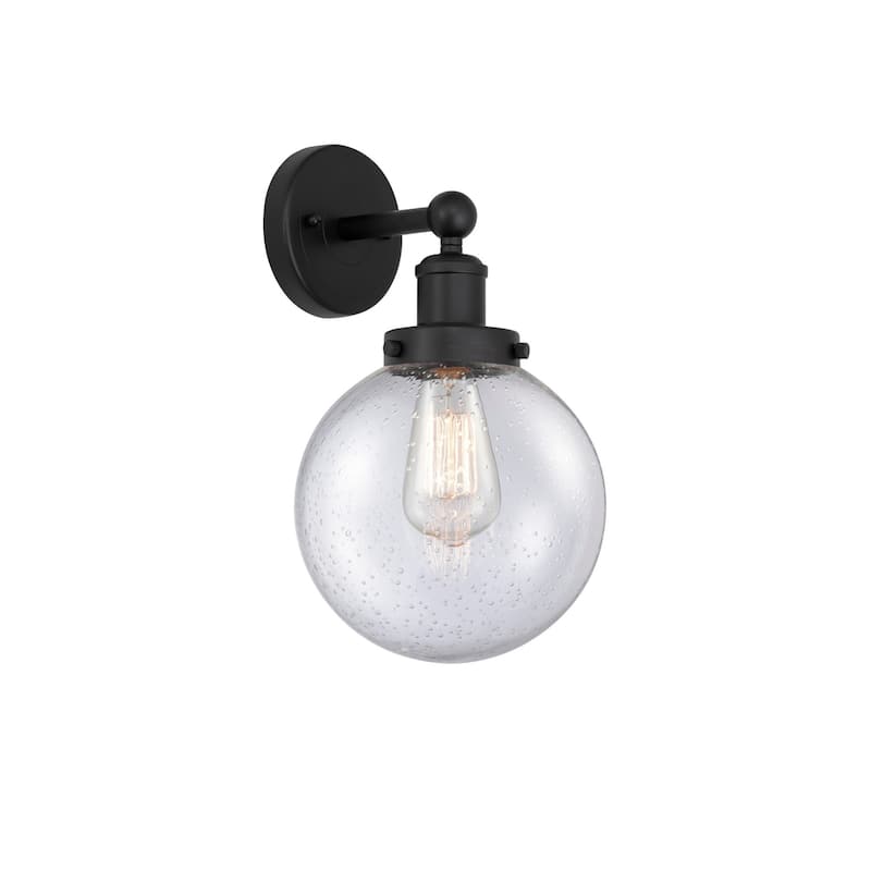 Innovations Lighting 616-1W-10-7-L Beacon Sconce Beacon 10" Tall Wall - Matte Black / Seedy