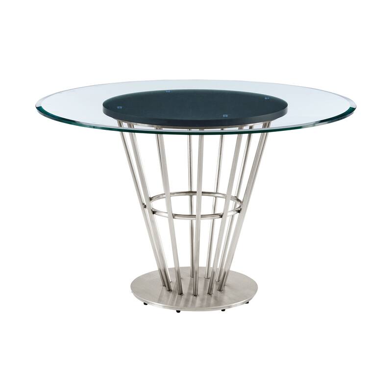 Round Glass Dining Table Set - 5 Piece Modern Dining Room Set w/ Chairs