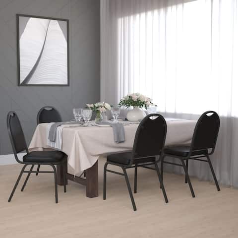 4PK Commercial Dome Back Stacking Banquet Chairs with Metal Frames