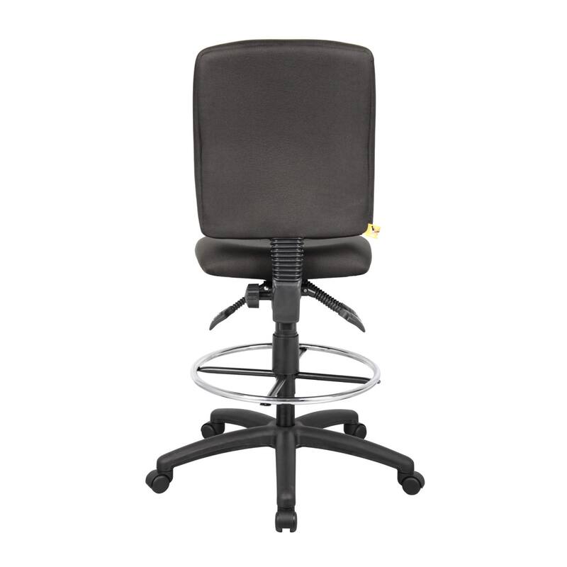 Jea Drafting Stool, Seat Tilt Lock, Chrome Footring, Black Crepe