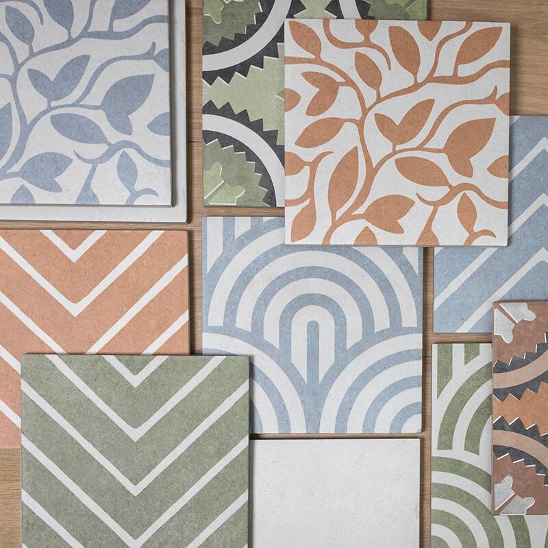 Verity Seas 8x8 Matte Porcelain Encaustic Tile - Floor, Wall, Backsplash