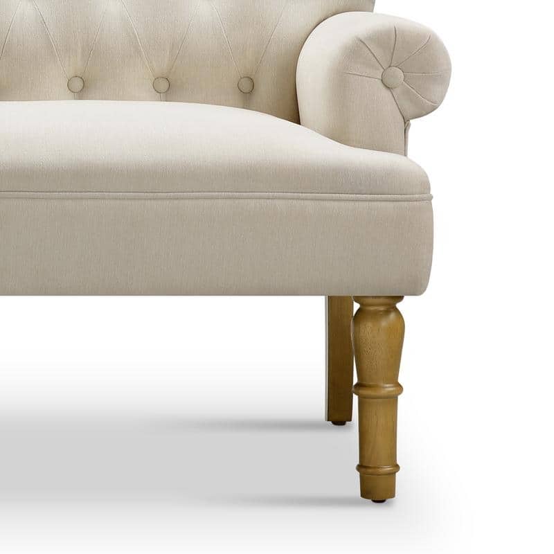 Moser Bay Arete Upholstered Tufted Settee Chesterfield Style Loveseat, Velvet or Linen