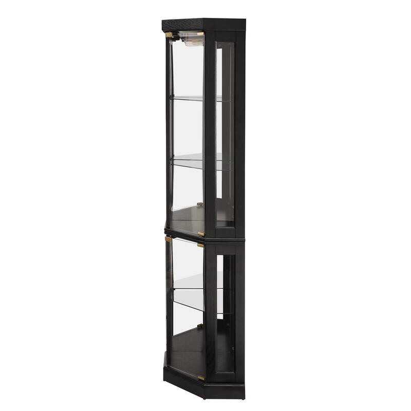 Lighted Corner Curio Cabinet - Display Case, Antique Collectibles, Glass Storage - Elegant Corner Design with Lights Included