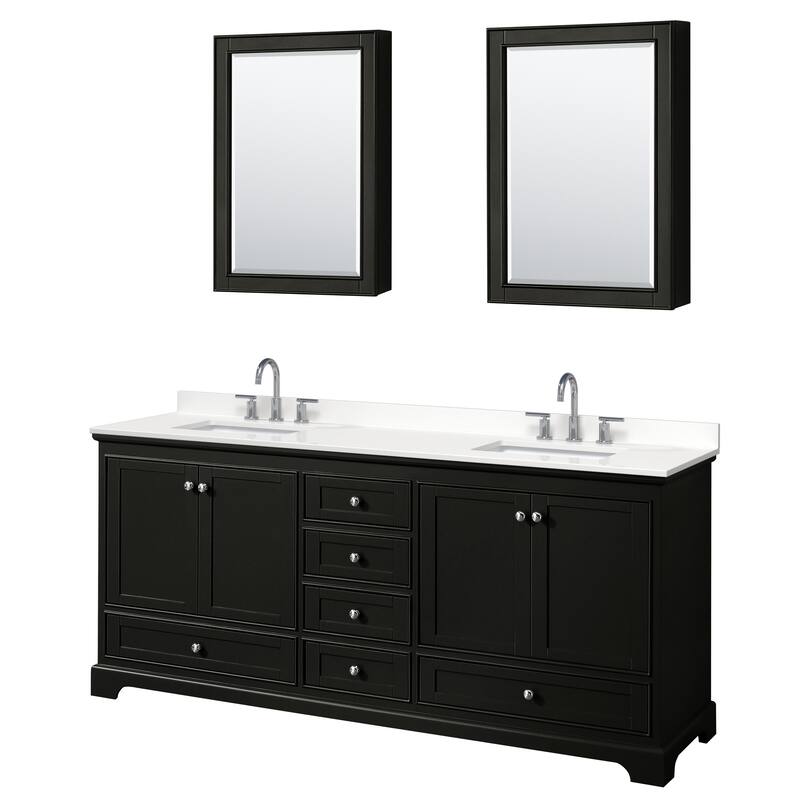 Deborah 80-inch Double Vanity, Quartz Top, Medicine Cabinets