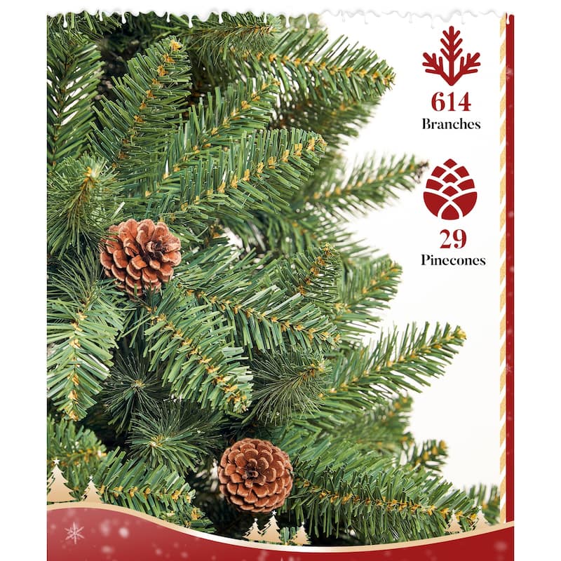 5ft/6ft/7ft Artificial Christmas Tree with Flame-retardant PVC and Metal Base