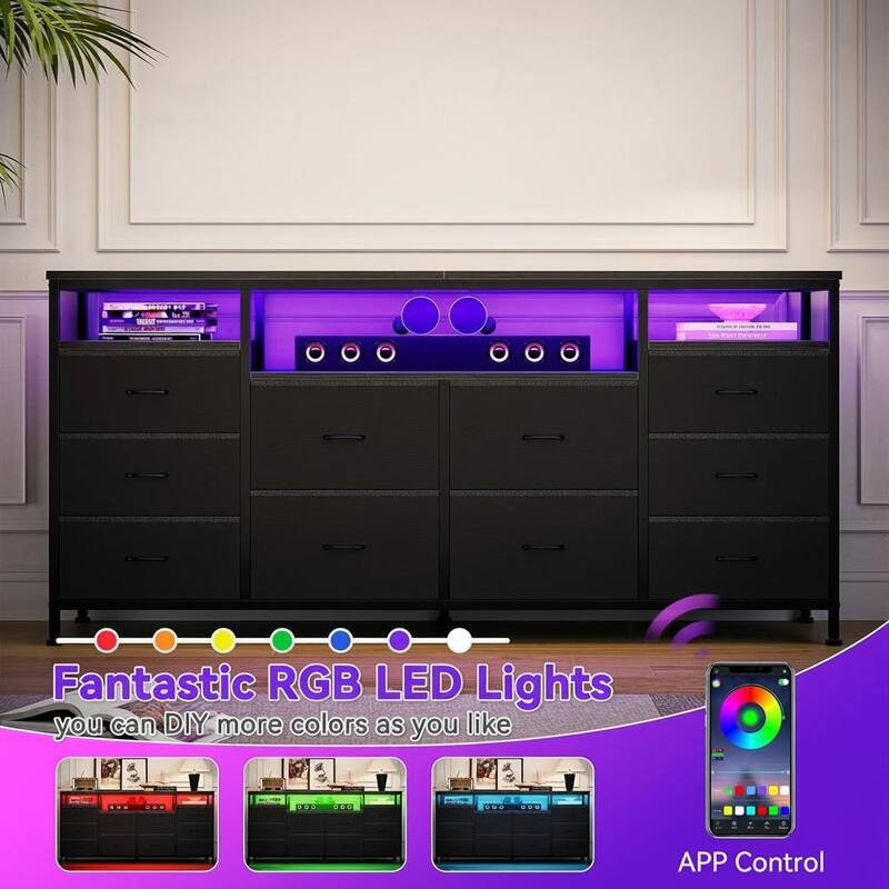 10 Drawer Dresser TV Stand , up to 75"