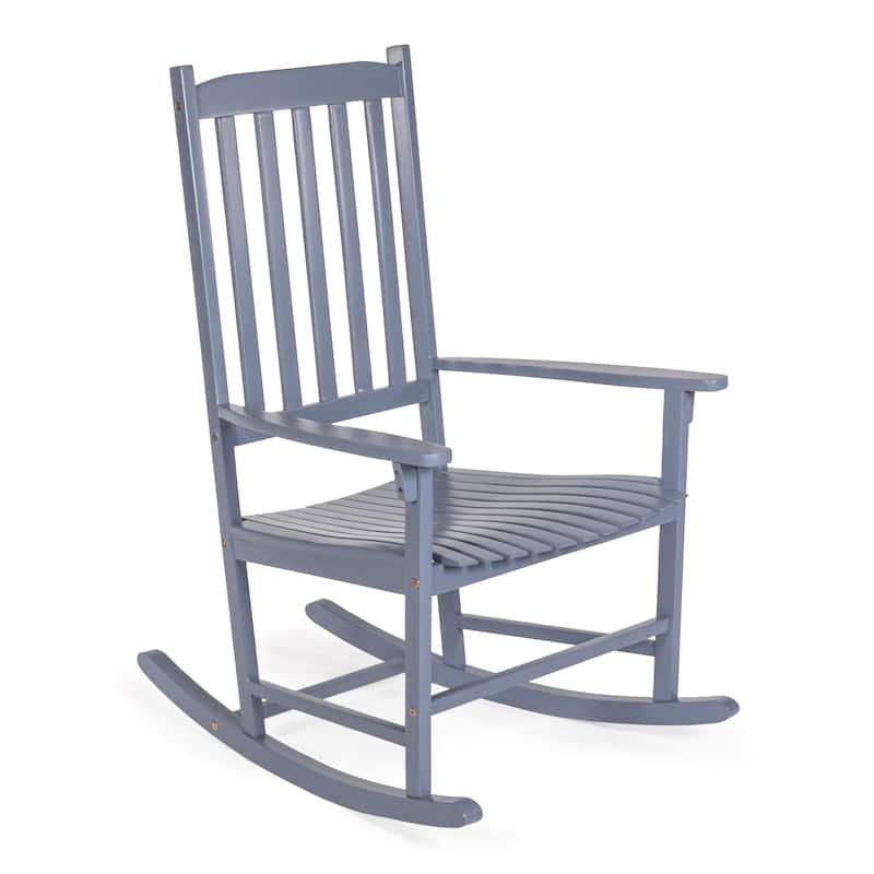 Parker Farmhouse Classic Slat-Back 350-LBS Support Acacia Wood Outdoor Rocking Chair, by JONATHAN Y