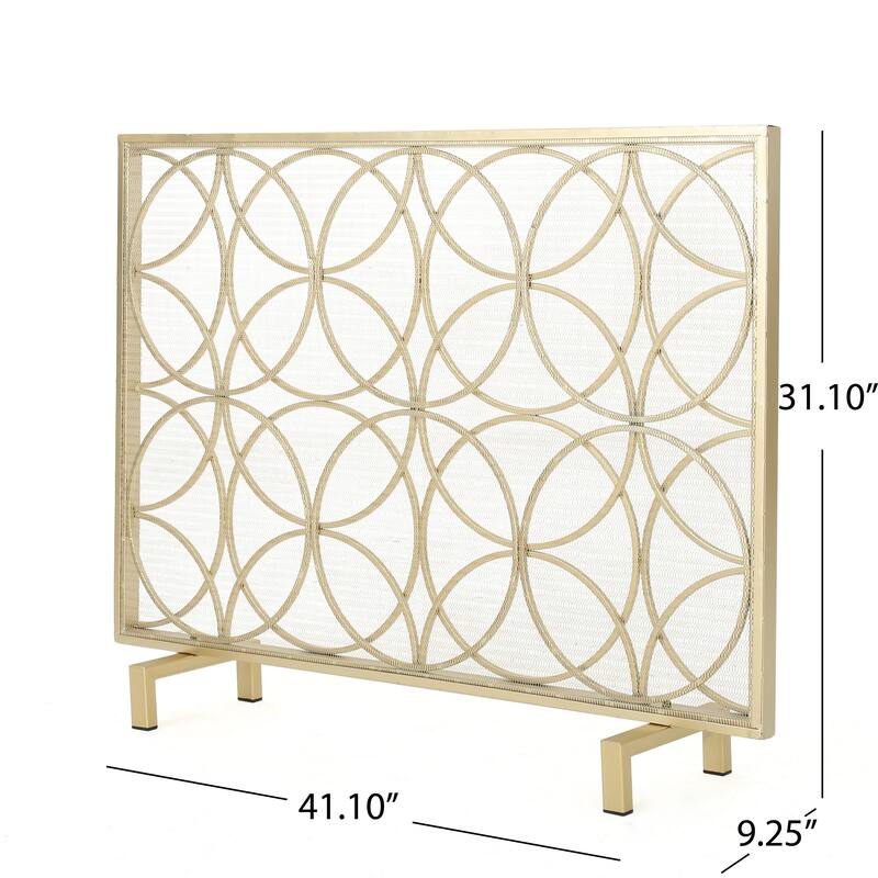 Anmytek Iron Fireplace Screen with Overlapping Circle Design