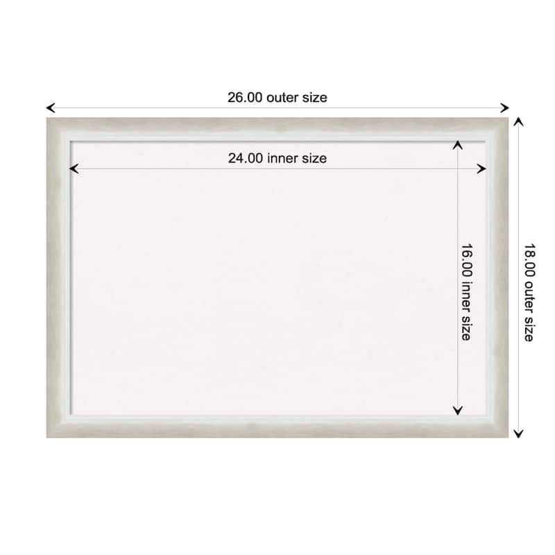 Two Tone Wood Framed White Corkboard Bulletin Board - Two Tone Silver - Board Size 24x16