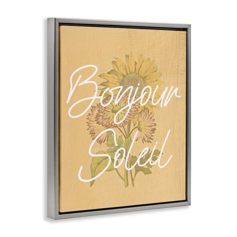 Stupell Hello Sunshine French Phrase Framed Floater Canvas Wall Art Design By Lil' Rue