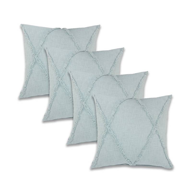 Sevita Shorline Natural Cotton Square Throw Pillow, Set of 2 or 4